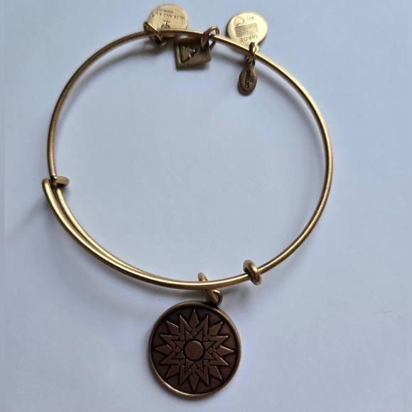 Alex and Ani New Beginnings Sun Charm Bangle in Gold Tone Brass - Picture 3 of 3